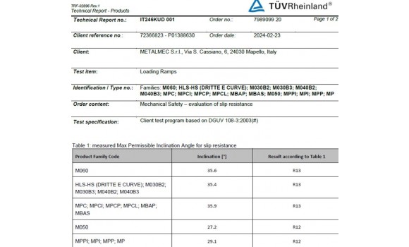 CERTIFICAZIONE RESISTENZA ALLO SCIVOLAMENTO